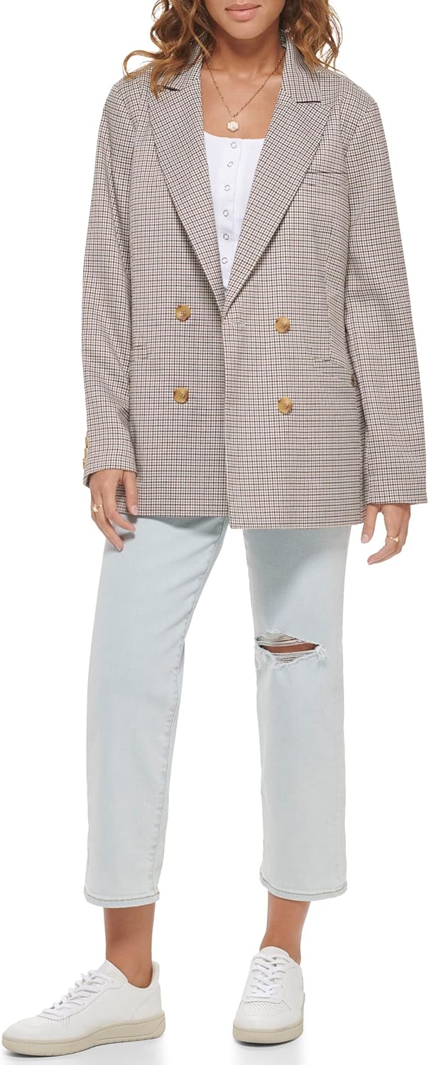 Женский двубортный пиджак Levi's из шерстяной смеси, Beige Plaid — фото 3
