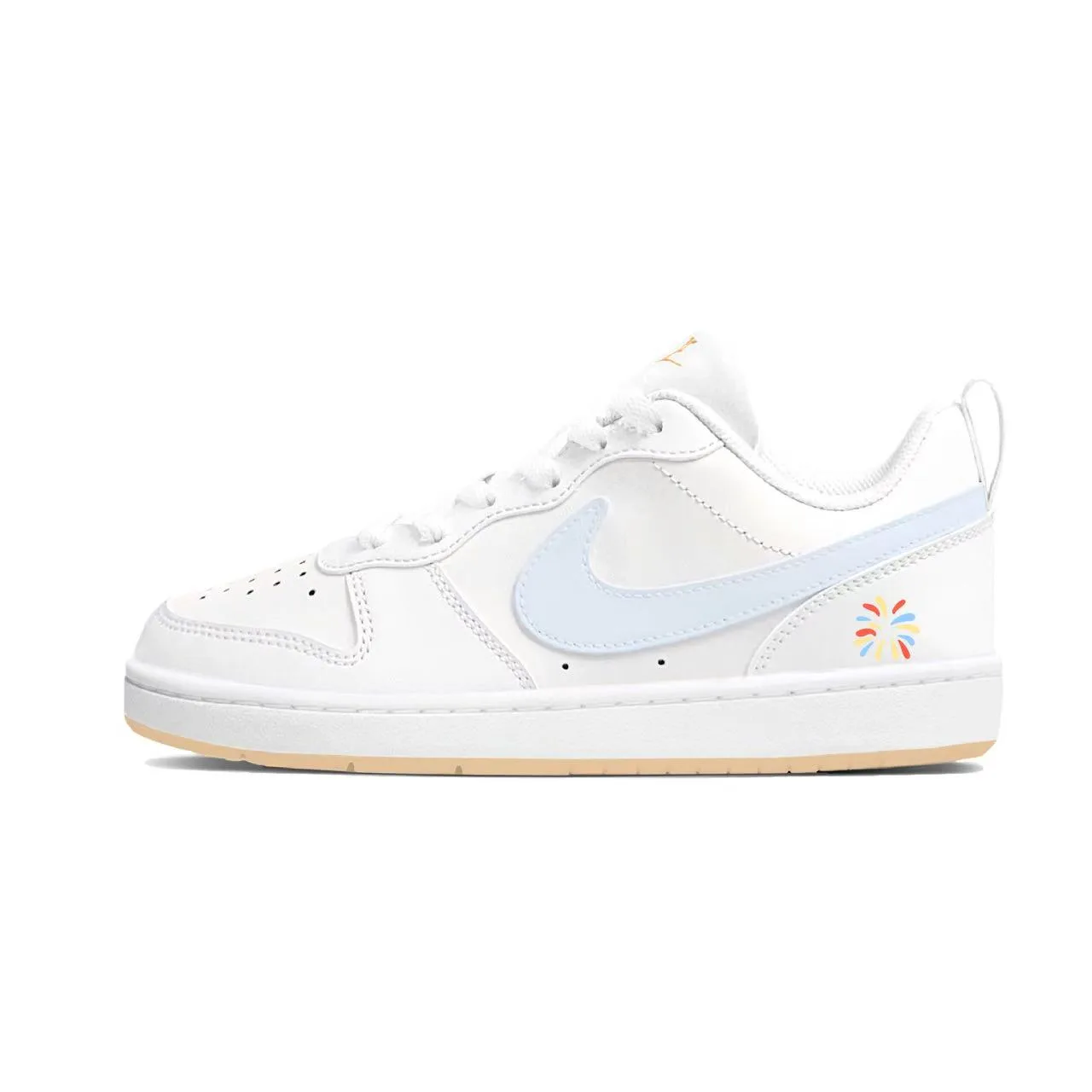 Nike Кроссовки для скейтбординга court borough firework milk frother slip resistant abrasion resistant low top детские бело-синие — фото 3