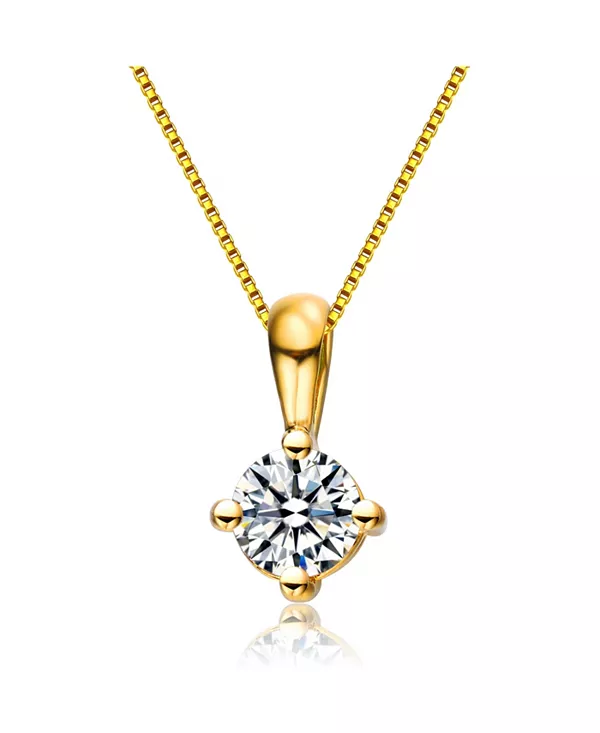 

Ожерелье из стерлингового серебра 14 карат с позолотой и прозрачными круглыми кубическими цирконами Genevive, gold