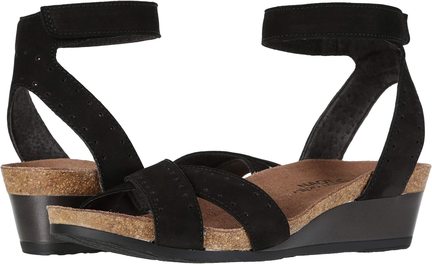 Босоножки Wand Naot, цвет Black Velvet Nubuck/Glass Brown