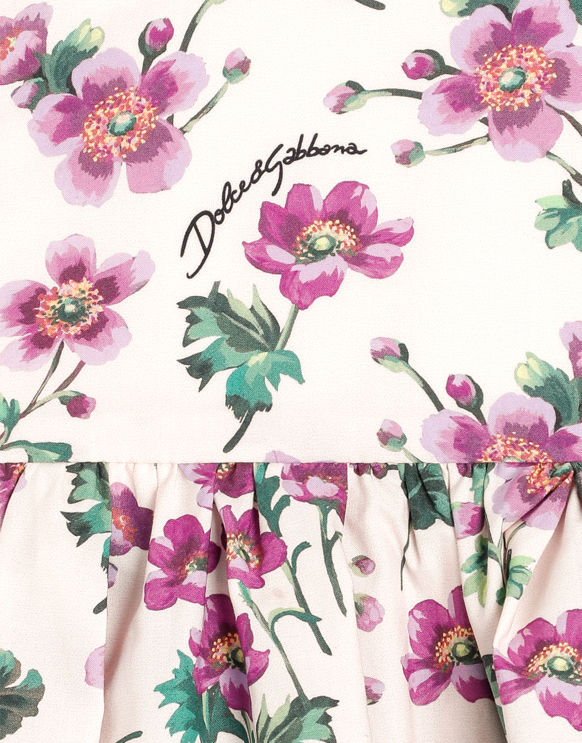 Платье из поплина с принтом "фиалки" Dolce&Gabbana, мультиколор — фото 4