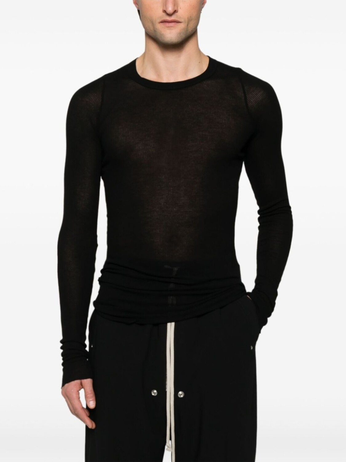 Футболка в рубчик с изображением Рика Оуэнса Rick Owens, черный — фото 2