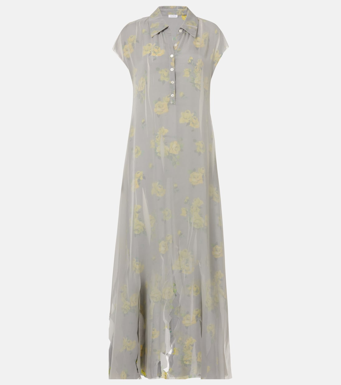 Многослойное платье-поло с эффектом потертости Acne Studios, Yellow/Grey