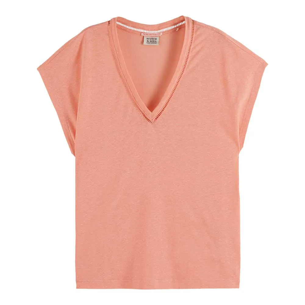 

Футболка Scotch & Soda U9A00648T short sleeve v neck, оранжевый