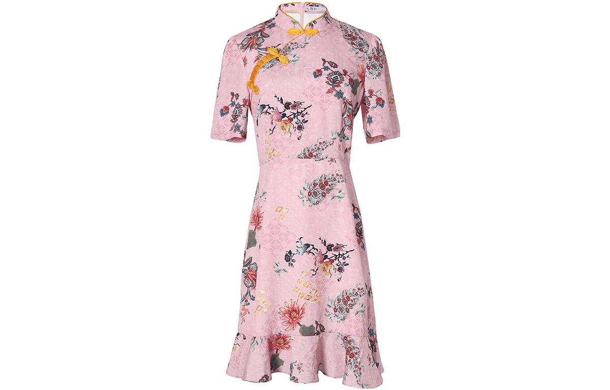 

Короткое платье с короткими рукавами Женское Розовое JK&JS