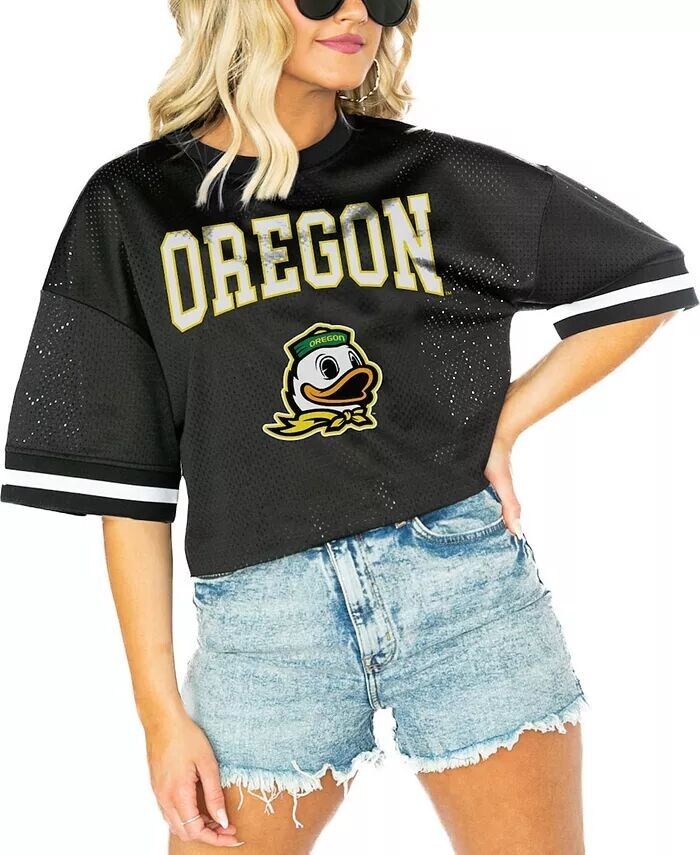 

Женская черная футболка Oregon Ducks Game Face Fashion Gameday Couture