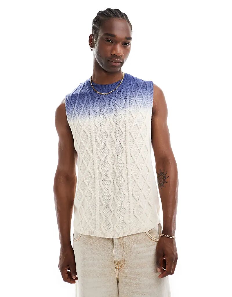 

Свободный трикотажный топ в синем и экрю-омбре ASOS DESIGN