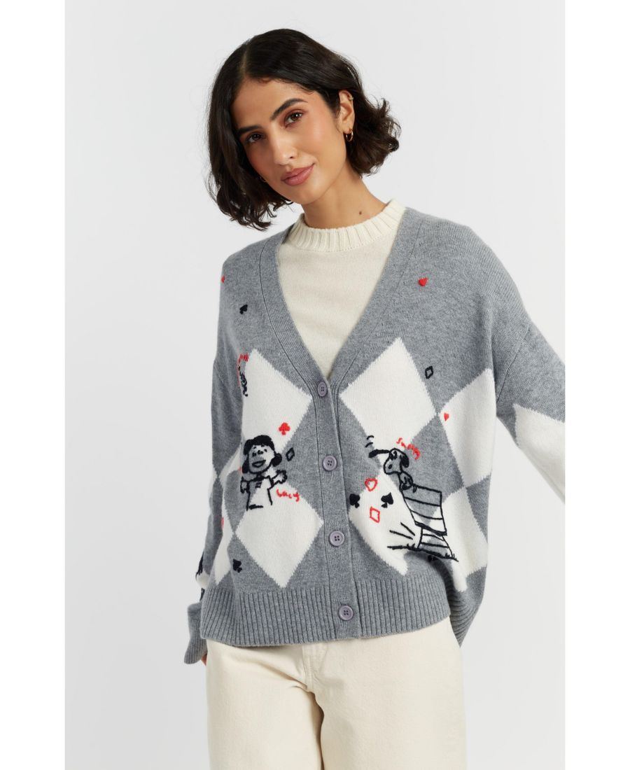 

Женский шерстяной кашемировый кардиган Peanuts Poker Chinti & Parker, Grey marl