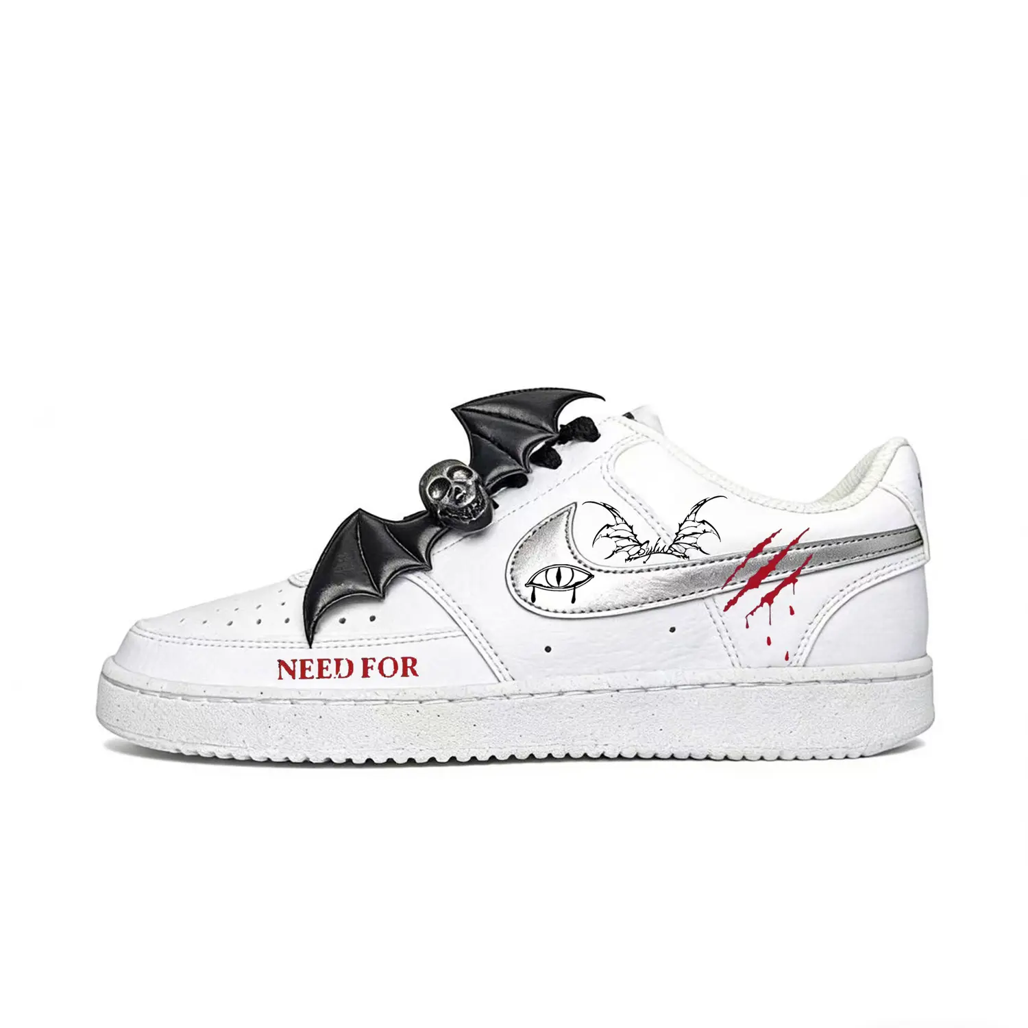 

Nike Мужские износостойкие низкие скейтборд-кроссовки Court Vision 1 Eye Of Demon, серебристо-белый