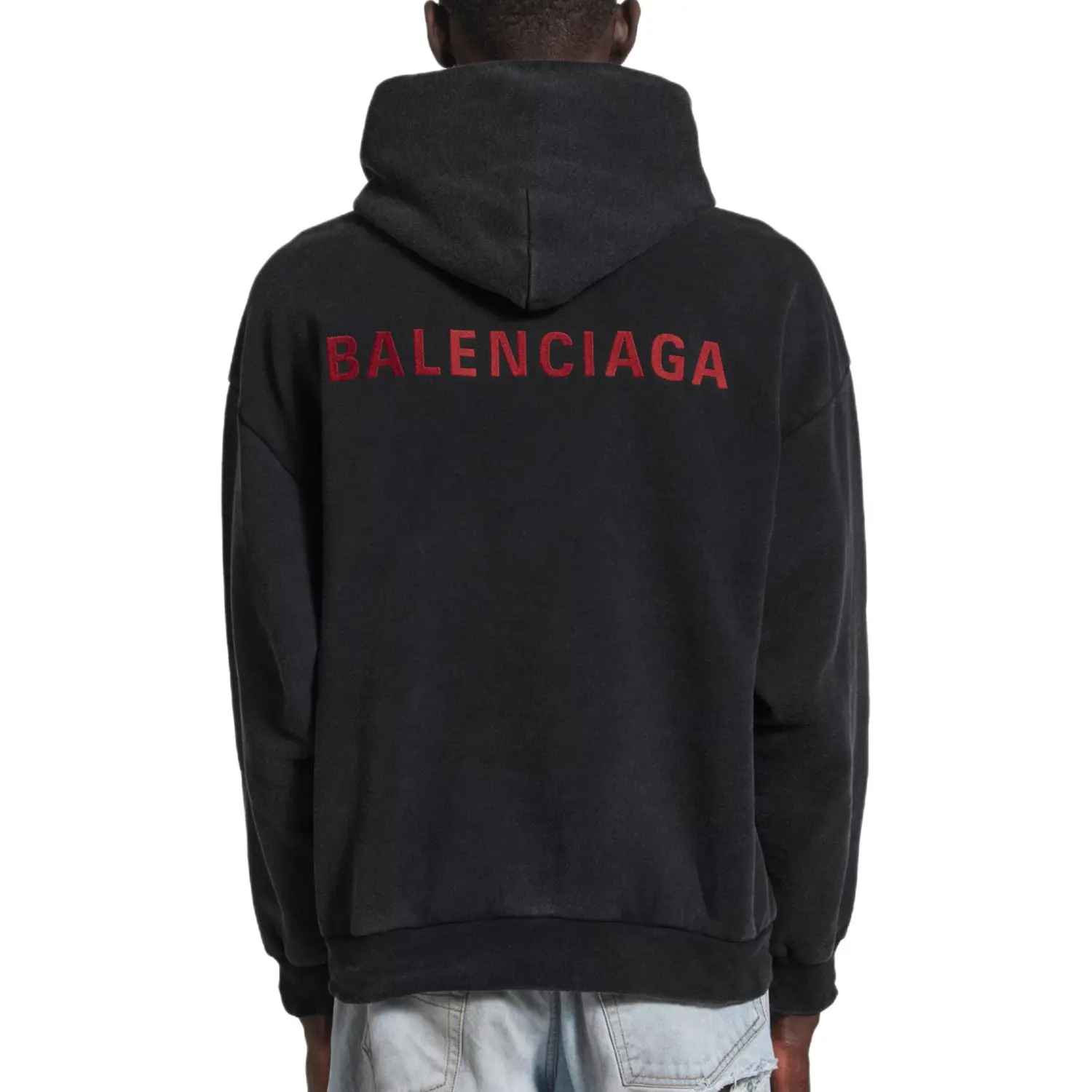 Худи с вышитым логотипом Balenciaga, черный — фото 4