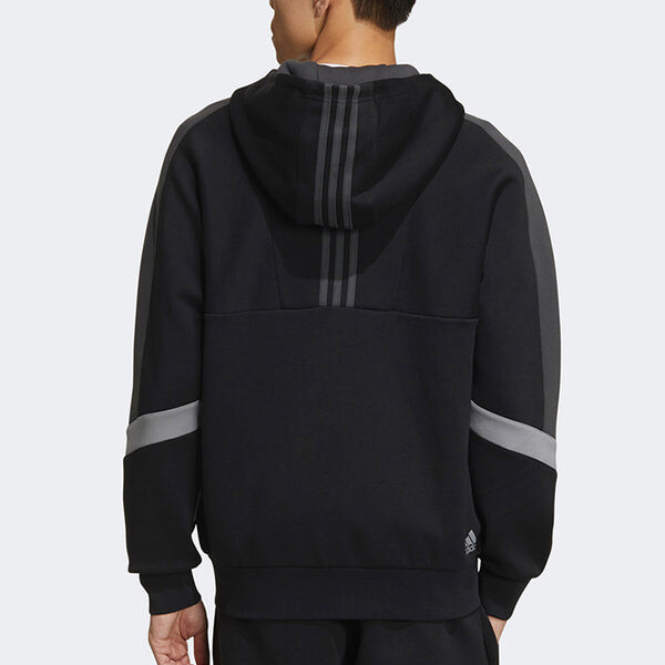 Куртка цветная спортивная повседневная куртка с капюшоном Adidas, черный — фото 4