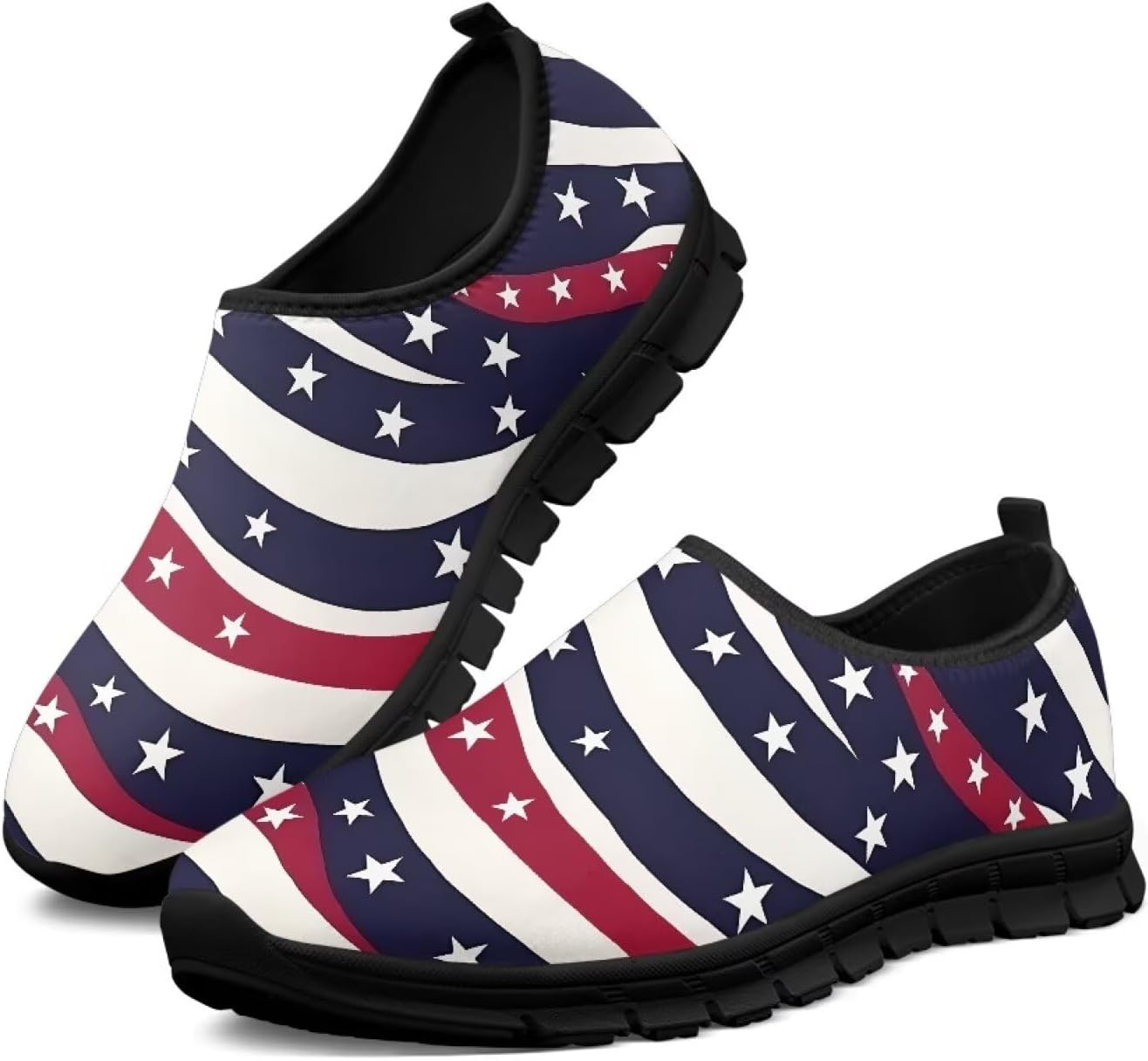 

Мужские кроссовки Hresuewn, мягкие и комфортные, спортивная обувь, дышащие, для ходьбы, тенниса и бега, модный принт, American Flag Stripes