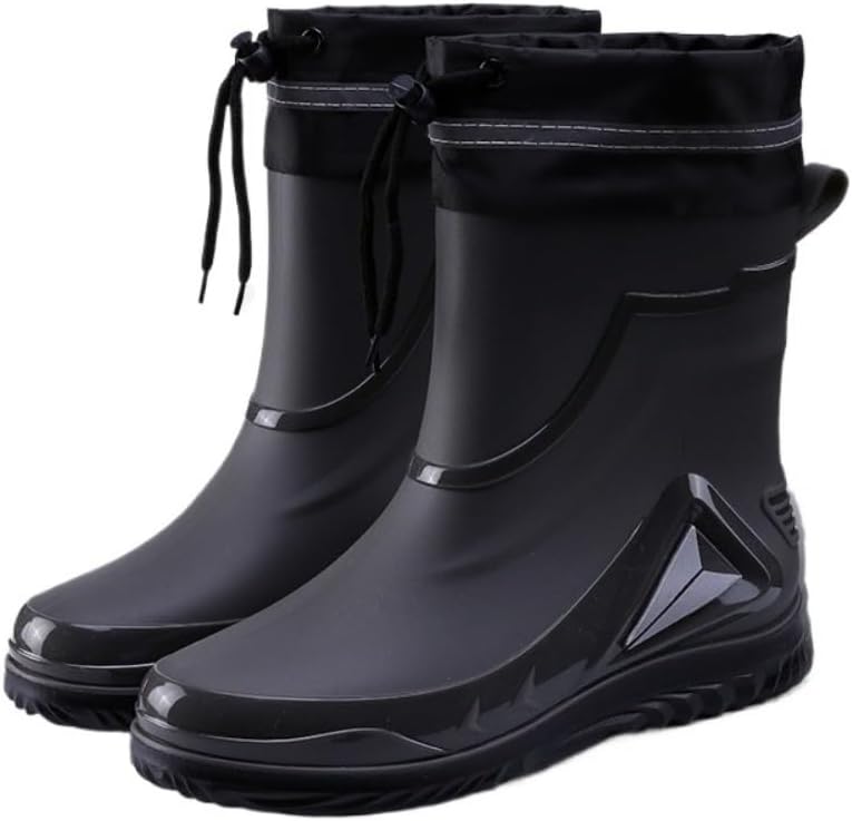 

Водонепроницаемые мужские ботинки Spedify для улицы - зимние резиновые сапоги, стойкие к грязи и дождю, средней высоты, утепленные с регулируемой застежкой для сада, рыбалки и охоты, черный