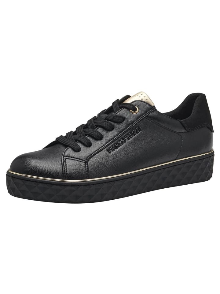 

Кроссовки на шнуровке Marco Tozzi, цвет black/gold