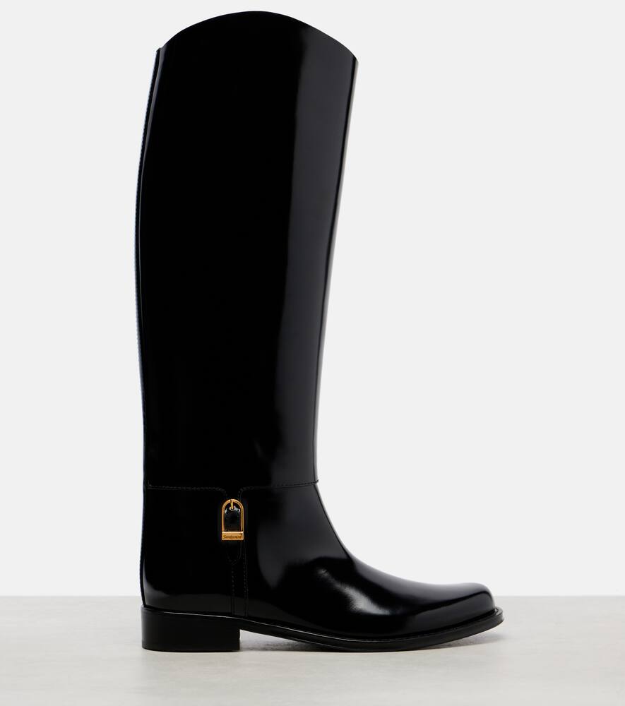 Кожаные замшевые сапоги до колена Saint Laurent, Black — фото 4