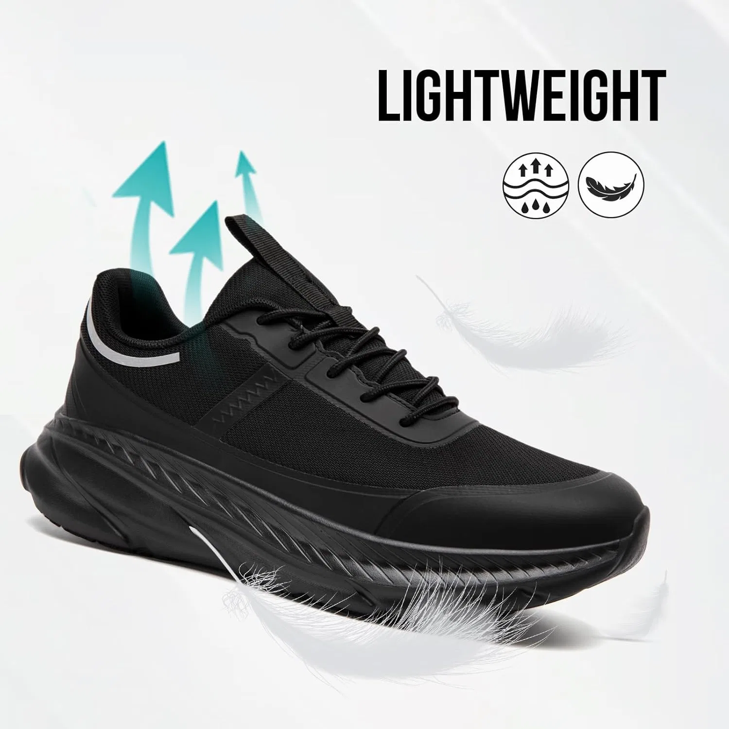Кроссовки QIJGS Zapatos Trabajo, rutschfeste Arbeits-Sneaker, Restaurant, Lebensmittelservice, atmungsaktiv, wasserabweisend, Wanderschuhe, Küchenarbeit, Schwarz — фото 3