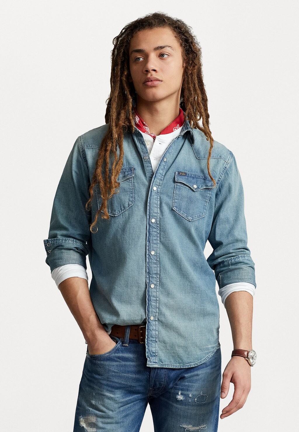 

Рубашка РУБАШКА CLASSIC FIT WESTERN Polo Ralph Lauren, синий деним