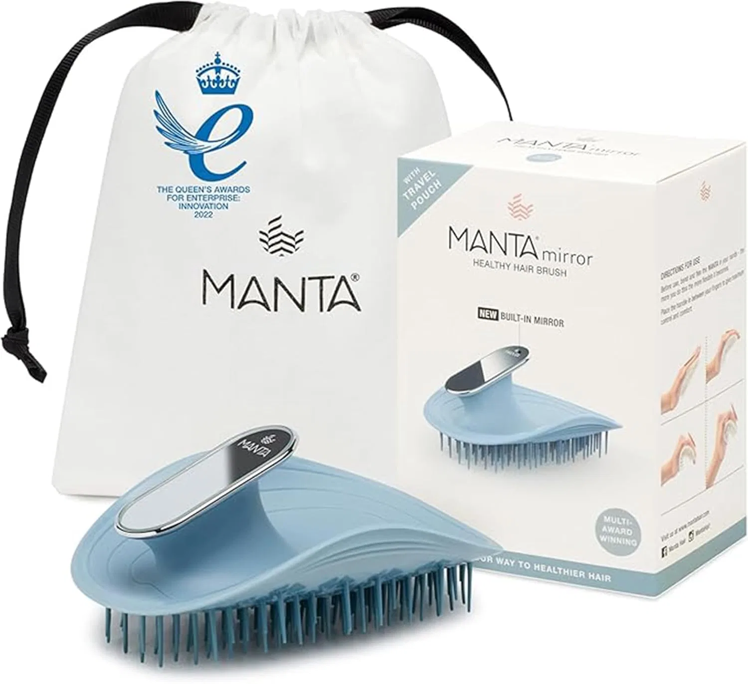 Щетка для волос Manta Mirror Anti-Breakage с зеркалом Manta