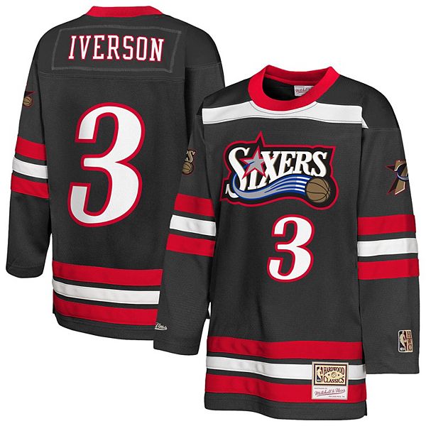 Хоккейная футболка Youth Allen Iverson Philadelphia 76ers Maxxed Out 20 черная Mitchell & Ness — фото 2