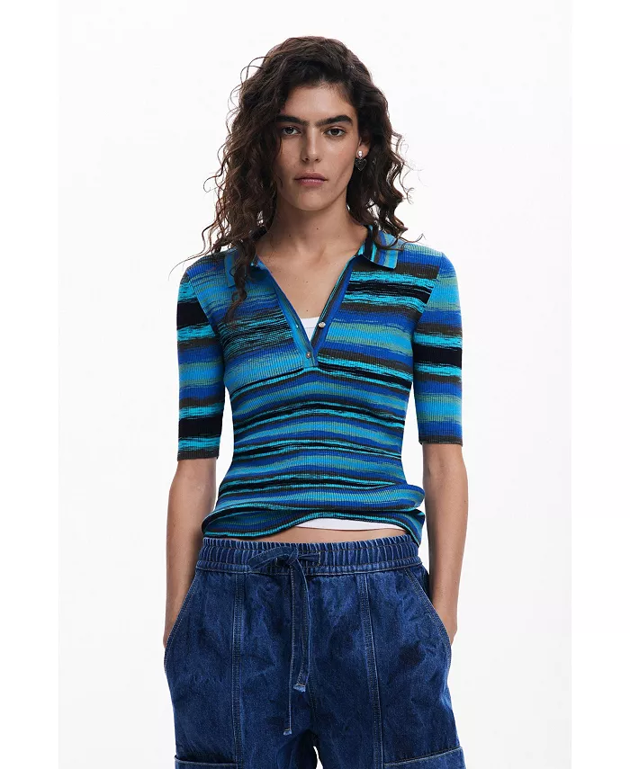 

Женская полосатая трикотажная футболка Desigual, синий