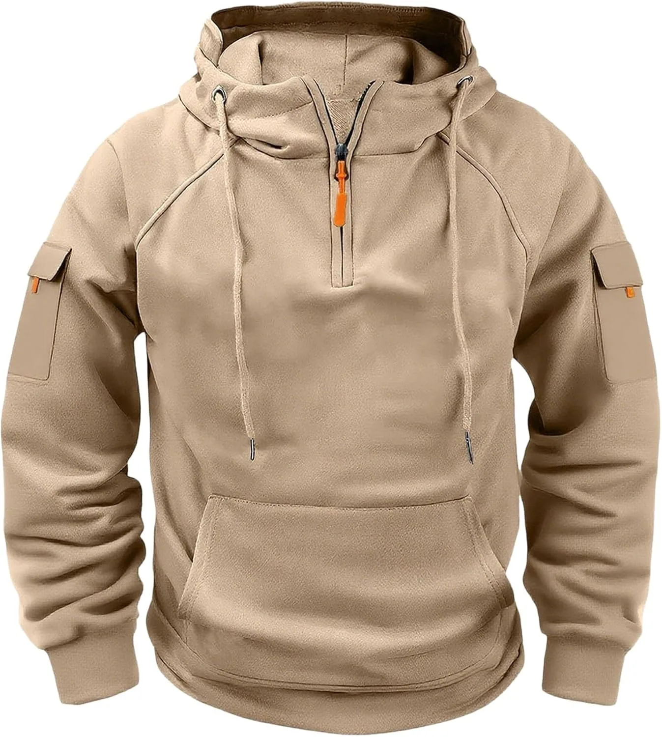 

Толстовка с капюшоном Quarter Zip Up для мужчин, с длинным рукавом и карманом