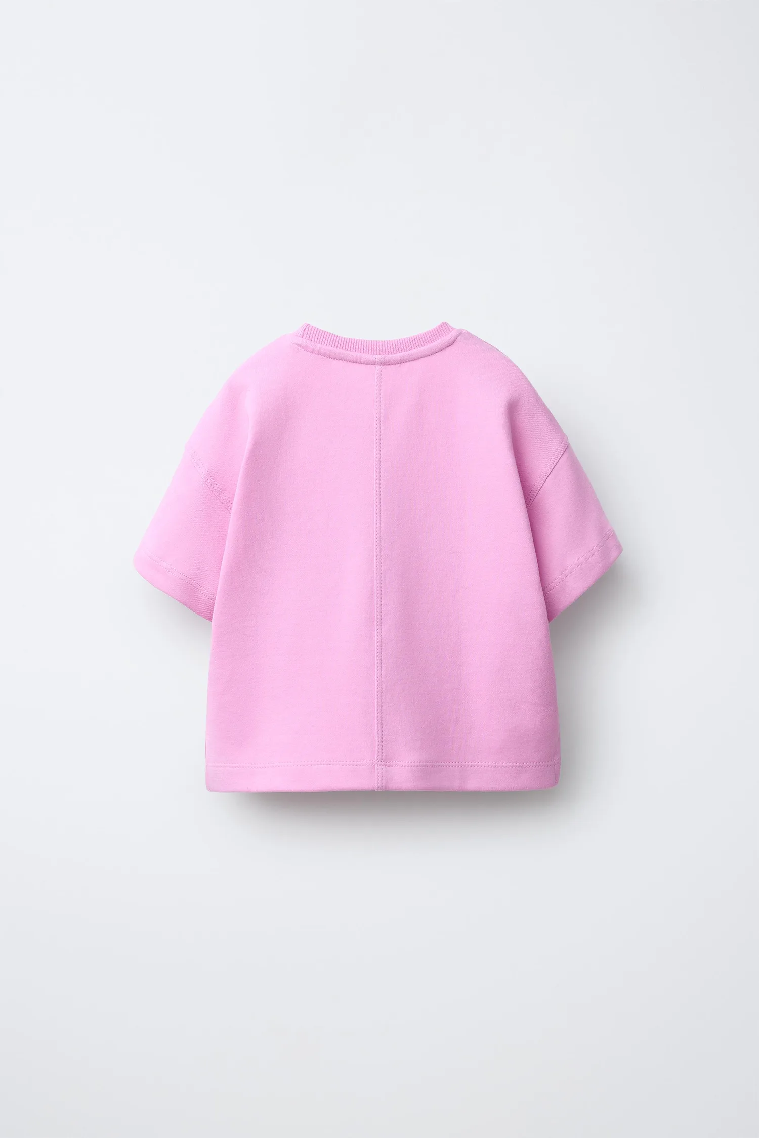 Однотонная футболка из трикотажа Zara, розовый/сиреневый — фото 2