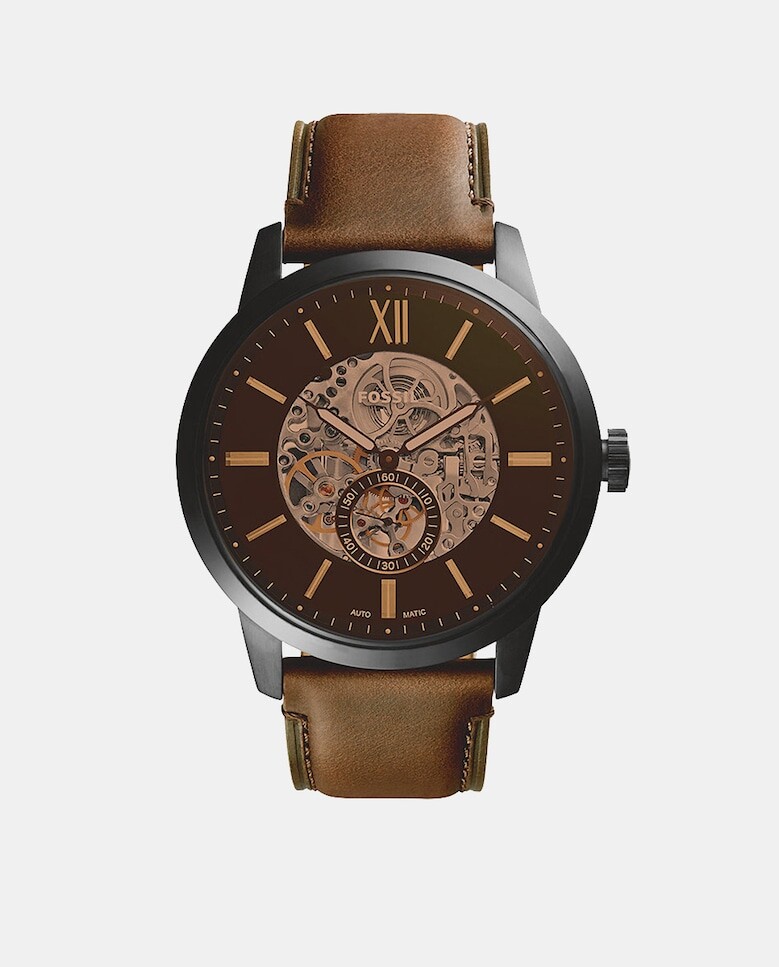 

Townsman ME3155 Автоматические коричневые кожаные мужские часы Fossil, коричневый