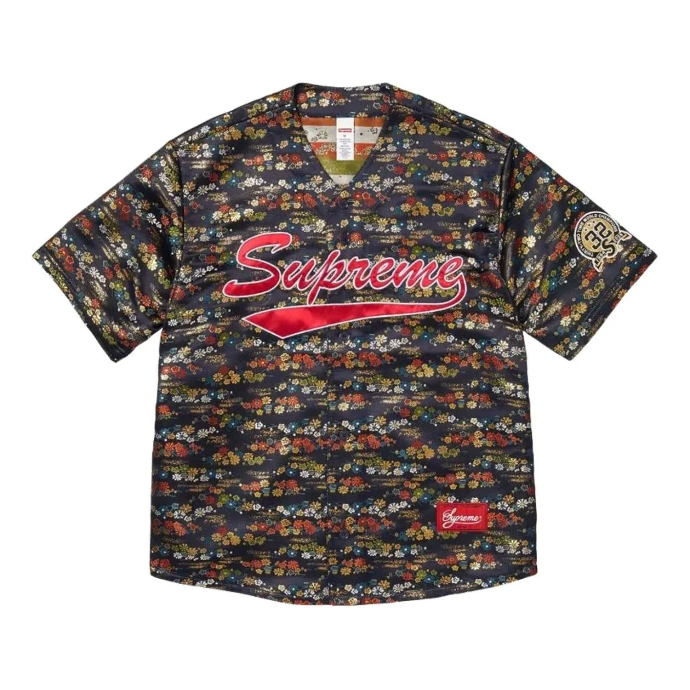 Жаккардовая бейсбольная майка Supreme SS26 с цветочным принтом темно-синего цвета
