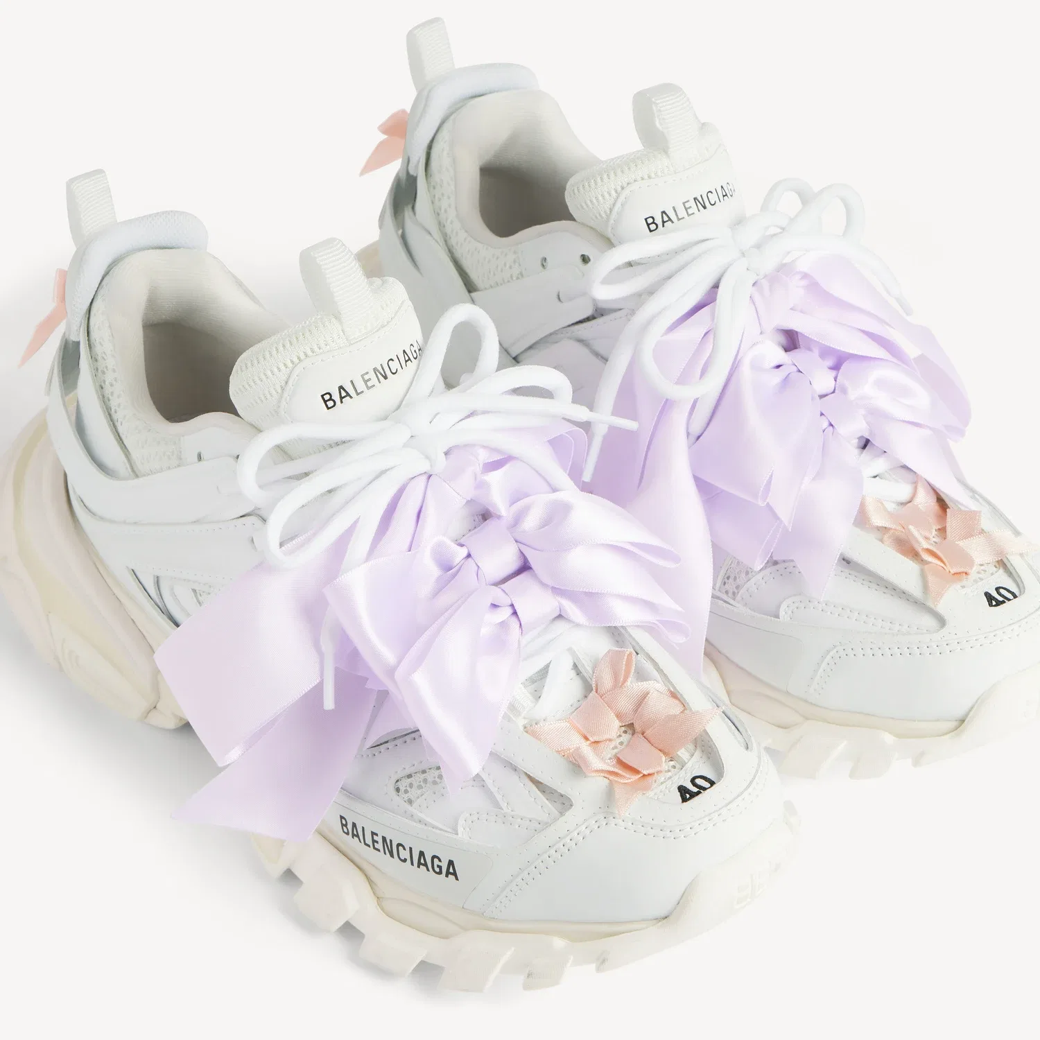 Женские кроссовки Track Bow в бело-розовом цвете BALENCIAGA — фото 2