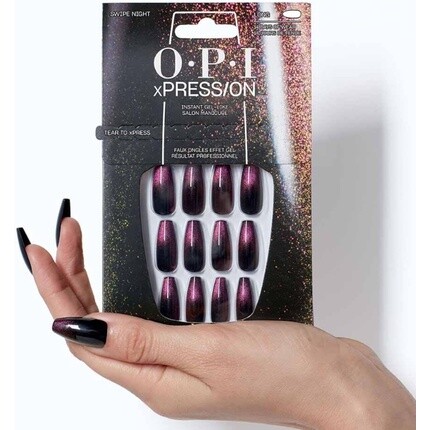 XPRESS/ON Press On Nails & Cuticle Oil 30 шт. Многоразовые накладные ногти со сроком носки до 14 дней. Глубоко питательный гель для салонного маникюра. Темный лак для ногтей. Ночной смахиватель. OPI — фото 2
