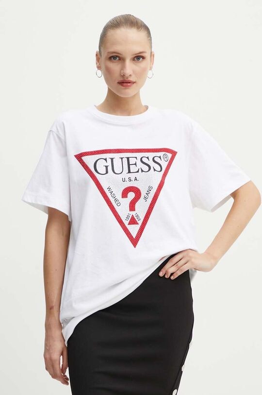 

Хлопковая футболка SHINY Guess, белый