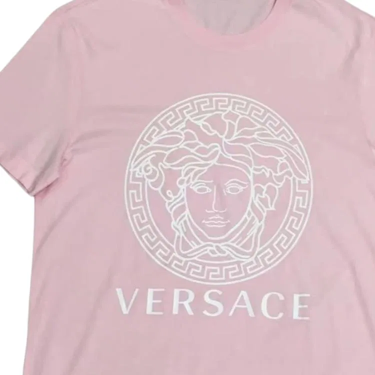 Футболка с круглым вырезом VERSACE розовая — фото 4