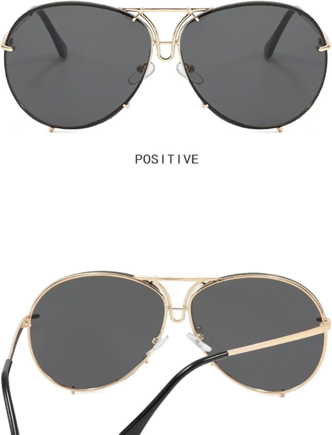 

Женские солнцезащитные очки для женщин и мужчин, увеличенного размера, с металлическим покрытием, зеркальные, роскошные, с защитой от УФ-излучения UV400 VVTWSSW, Gold