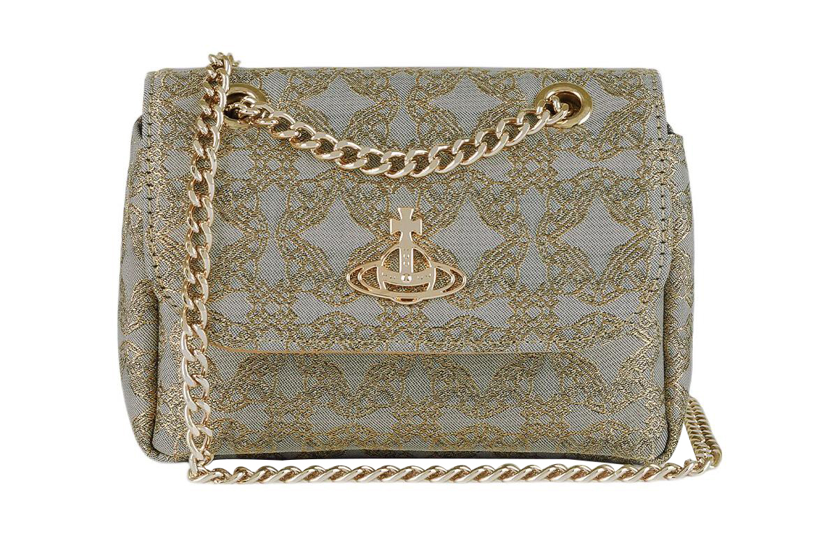 

Vivienne Westwood Джаккардовая ткань, наплечная сумка, поясная сумка, мини-кошелек для женщин, gold/gray