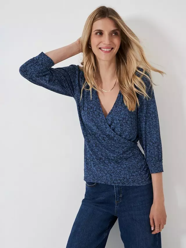 

Топ Crew Clothing Ditsy Floral Wrap, синий