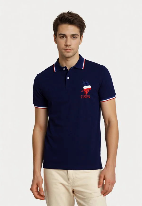 Футболка-Поло с коротким рукавом в трехцветном стиле U.S. Polo Assn., Dunkelblau