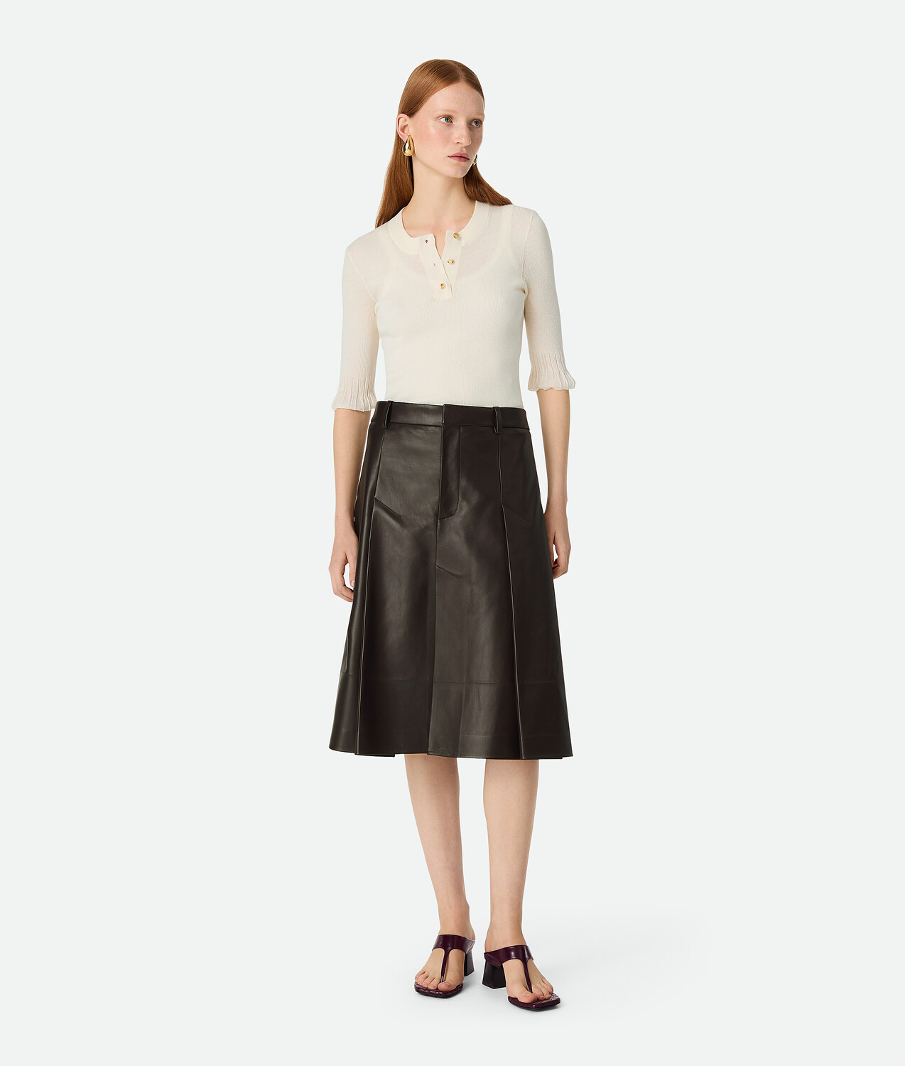 

Кожаная плиссированная юбка Bottega Veneta