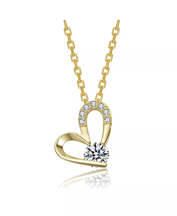 

Ожерелье с подвеской в форме сердца, покрытое 14-каратным золотом и прозрачным кубическим цирконием Rachel Glauber, gold