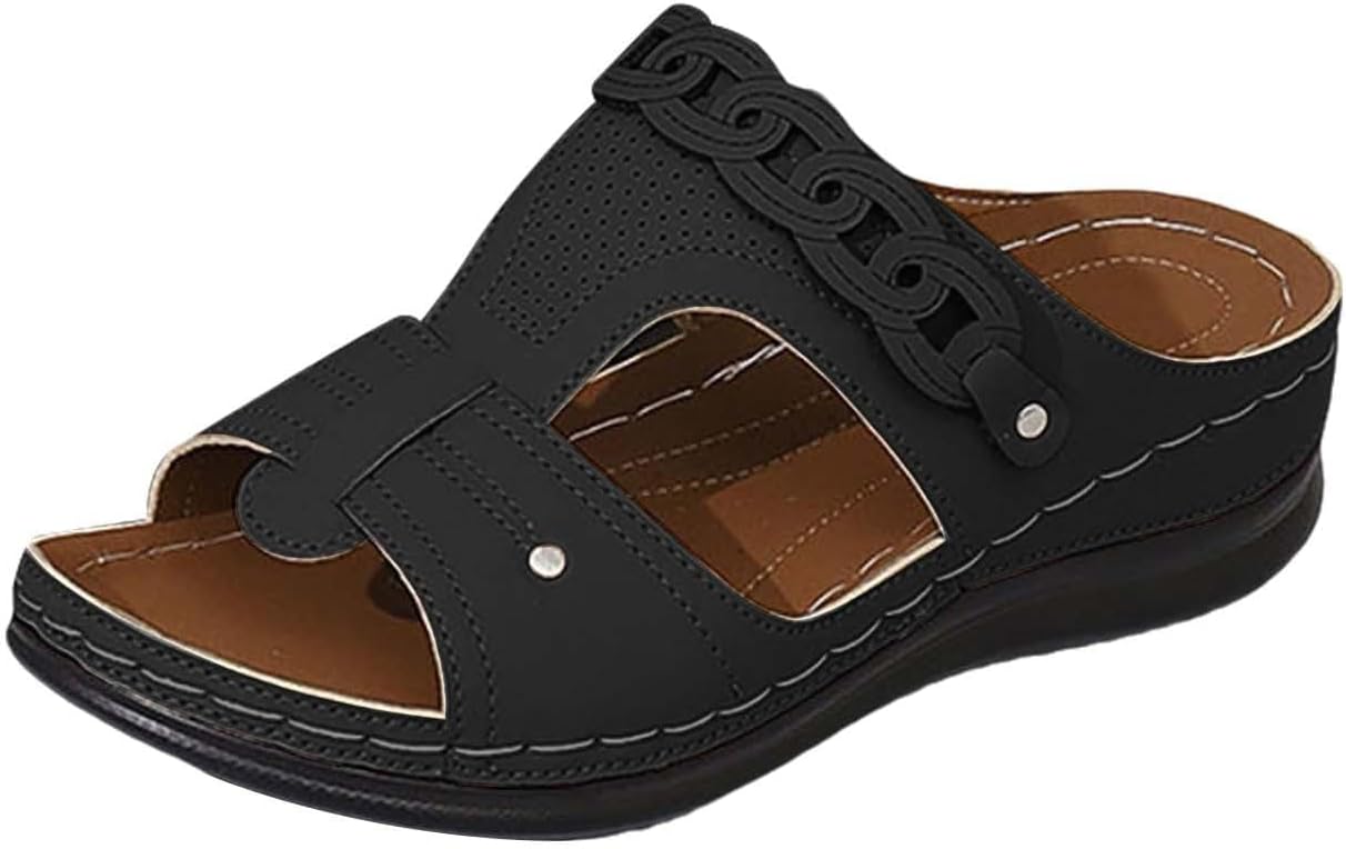 

Женские сандалии с широкой носочной частью, повседневные тапочки при подошвенном фасците, летние ортопедические сандалии на танкетке, удобные пляжные сандалии, стильные мягкие тапочки на платформе, с поддержкой свода стопы для прогулок Generic,...