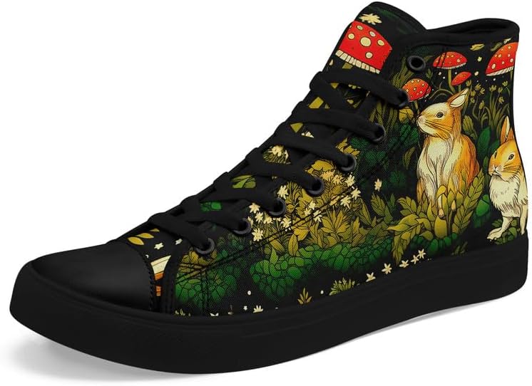 

Стильные унисекс кроссовки на высокой подошве из холста с рисунком лесных животных для мужчин, удобная повседневная обувь на шнуровке для женщин Awsole, черный/красный/зеленый/золотой