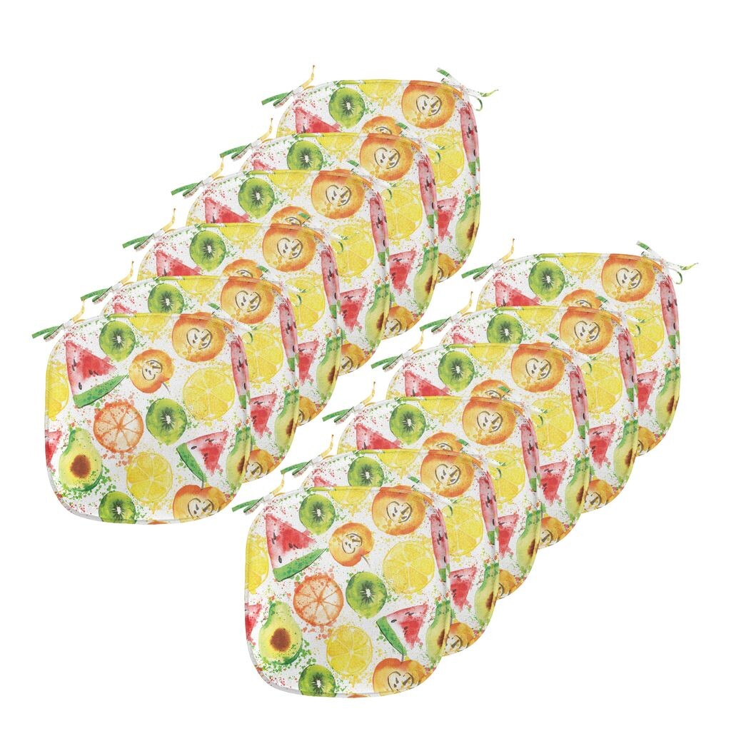 

Подушки ABAKUHAUS Fruits для стульев в столовой, семена кистей, декоративная водонепроницаемая подушка с ремнями для кухонных сидений, 40 см x 40 см — упаковка из 12 шт., оранжевый, зеленый, желтый, мультиколор