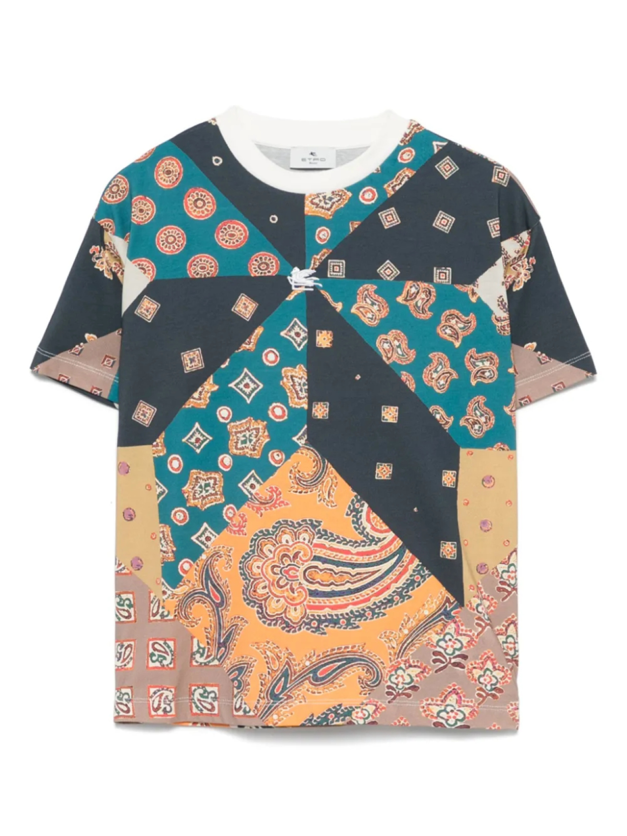 

Футболка ETRO KIDS с принтом в стиле пэчворк, синий