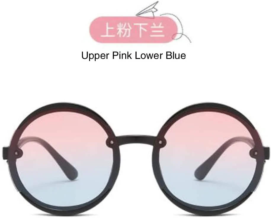 

Детские круглые двухцветные солнцезащитные очки. Симпатичные солнцезащитные очки для мужчин и женщин. Защита от УФ-излучения Weloveushop, Upper Pink Lower Blue