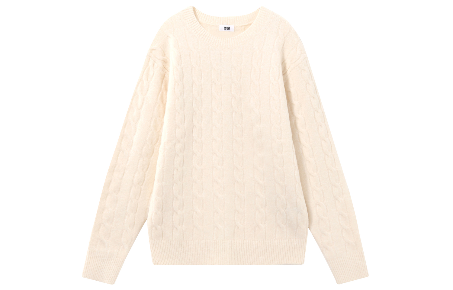 Uniqlo Мужской трикотаж 01 Цвет слоновой кости, круглый вырез, умеренный оттенок, другие цвета