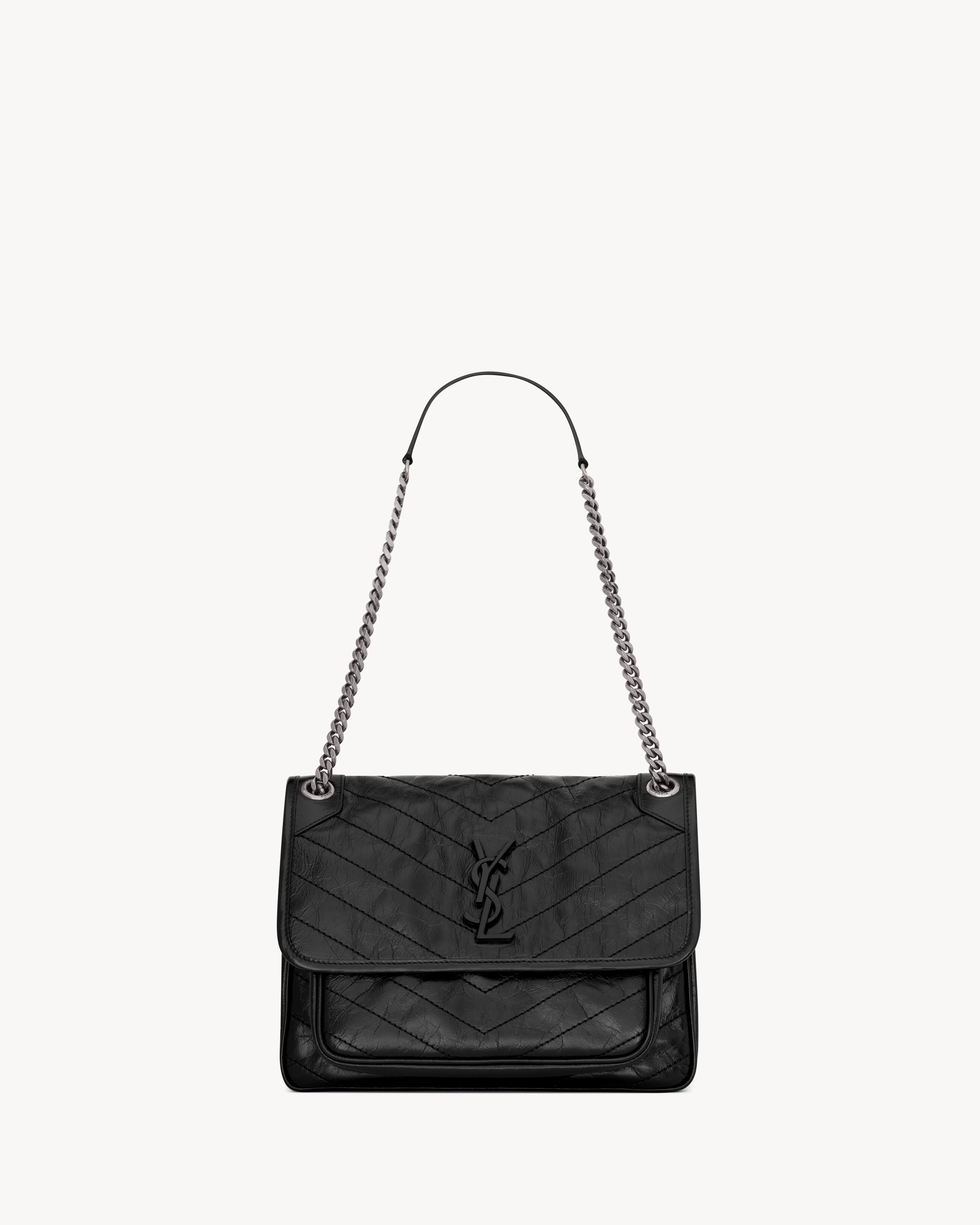 

Мягкая сумка из винтажной телячьей кожи Saint Laurent, черный
