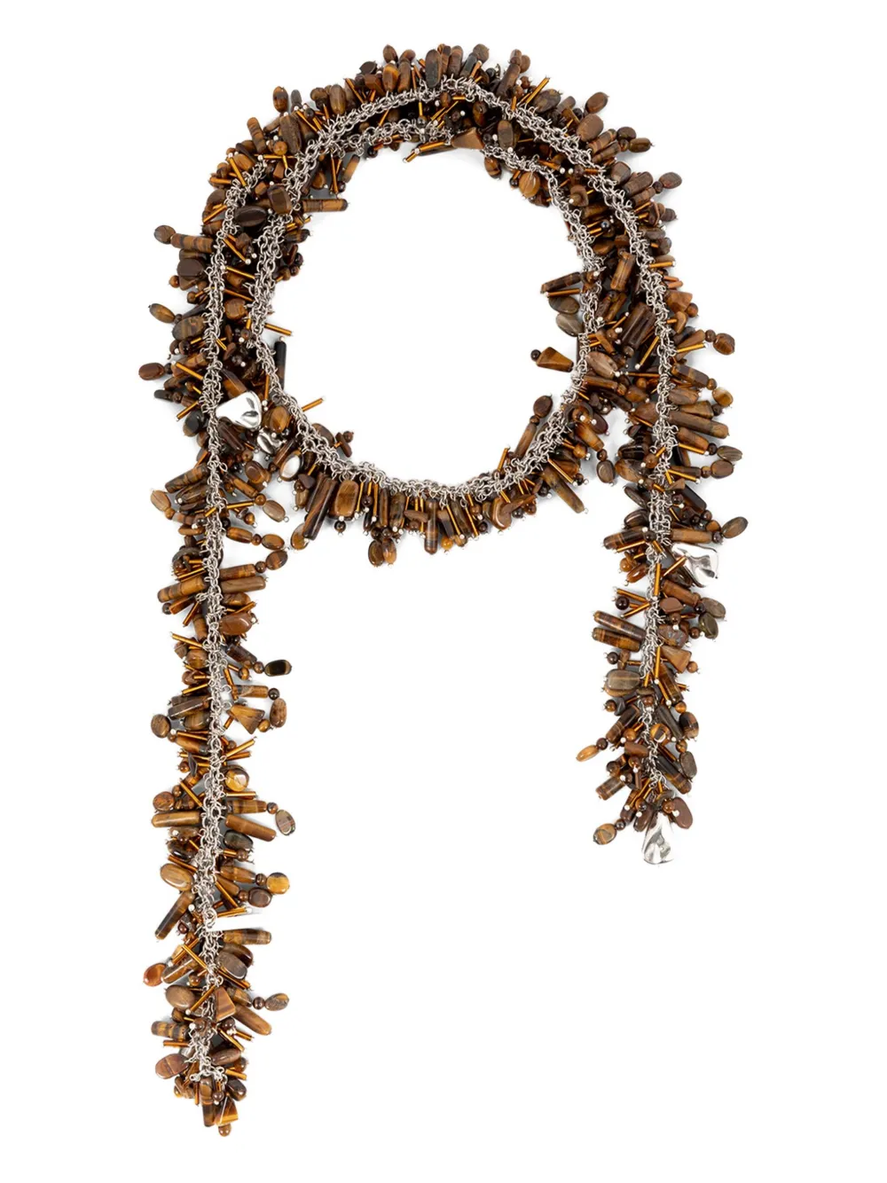 

Шарф-ожерелье из янтарных бусин DRIES VAN NOTEN, серебяный