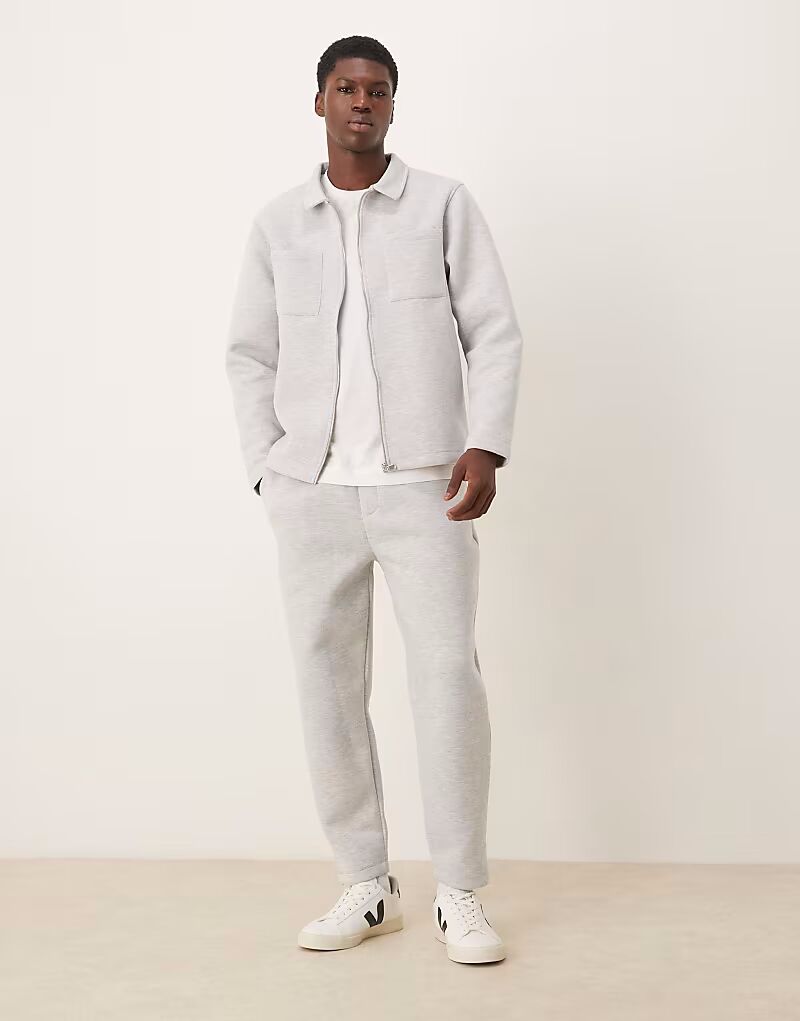 

Плотные зауженные книзу брюки-джоггеры из ткани в стиле «скуба» серого меланжевого цвета Asos Design