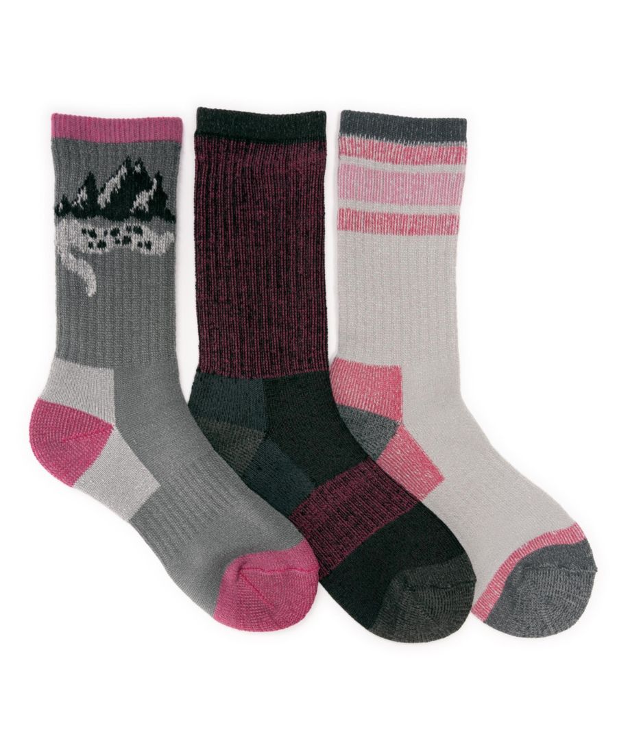 

Высокие походные носки с теплоизоляцией, комплект из 3 пар MUK LUKS, Grey/pink pack