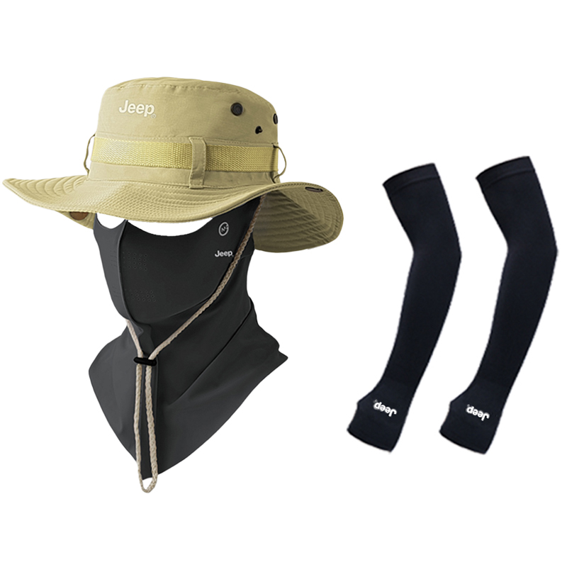 

Jeep Унисекс шапка от солнца из полиэстера, Khaki Sun Protection Set of Three