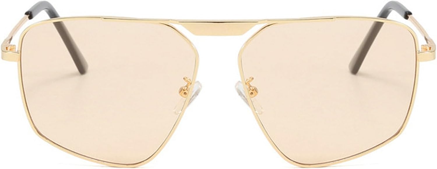 

Классические квадратные солнцезащитные очки для женщин 2025 года, роскошные винтажные многоугольные очки в металлической оправе, защита от ультрафиолета UV400 mincl, Light Brown